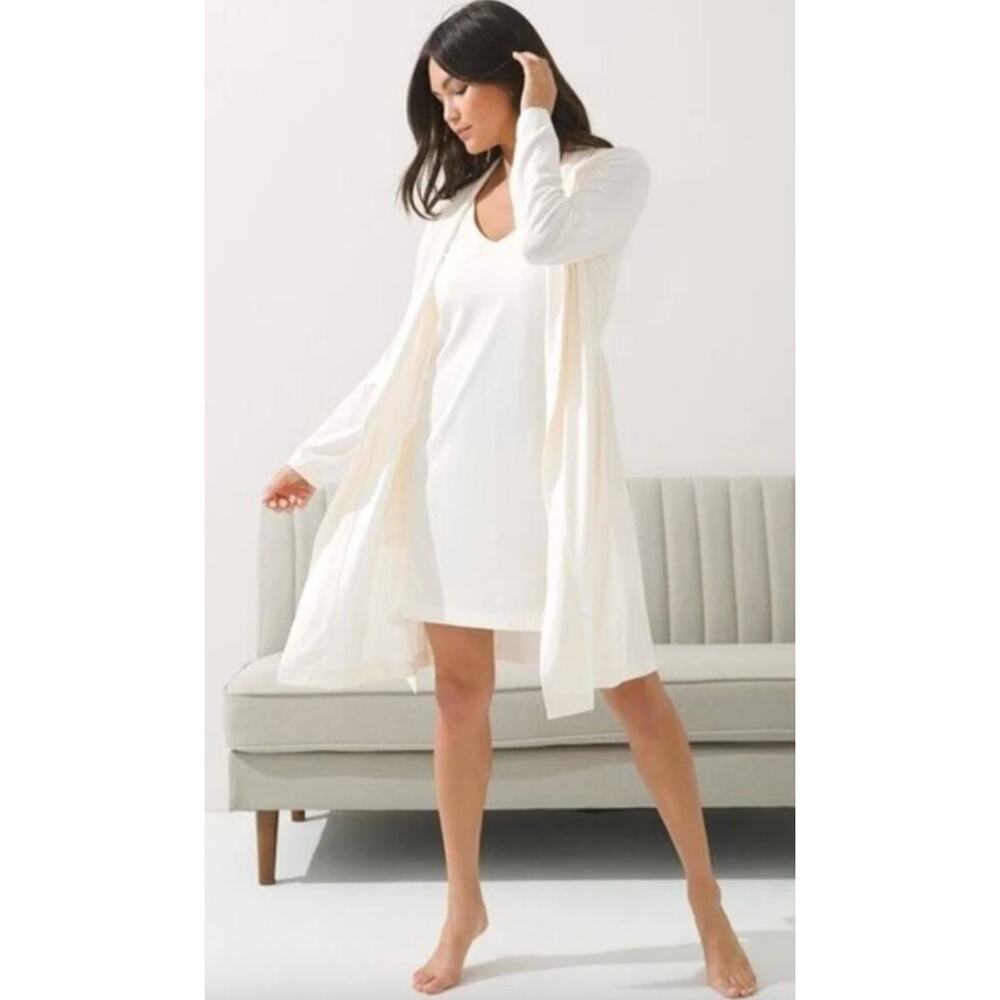 Soma Restore AloeKnit Short Robe Cream Size Medium